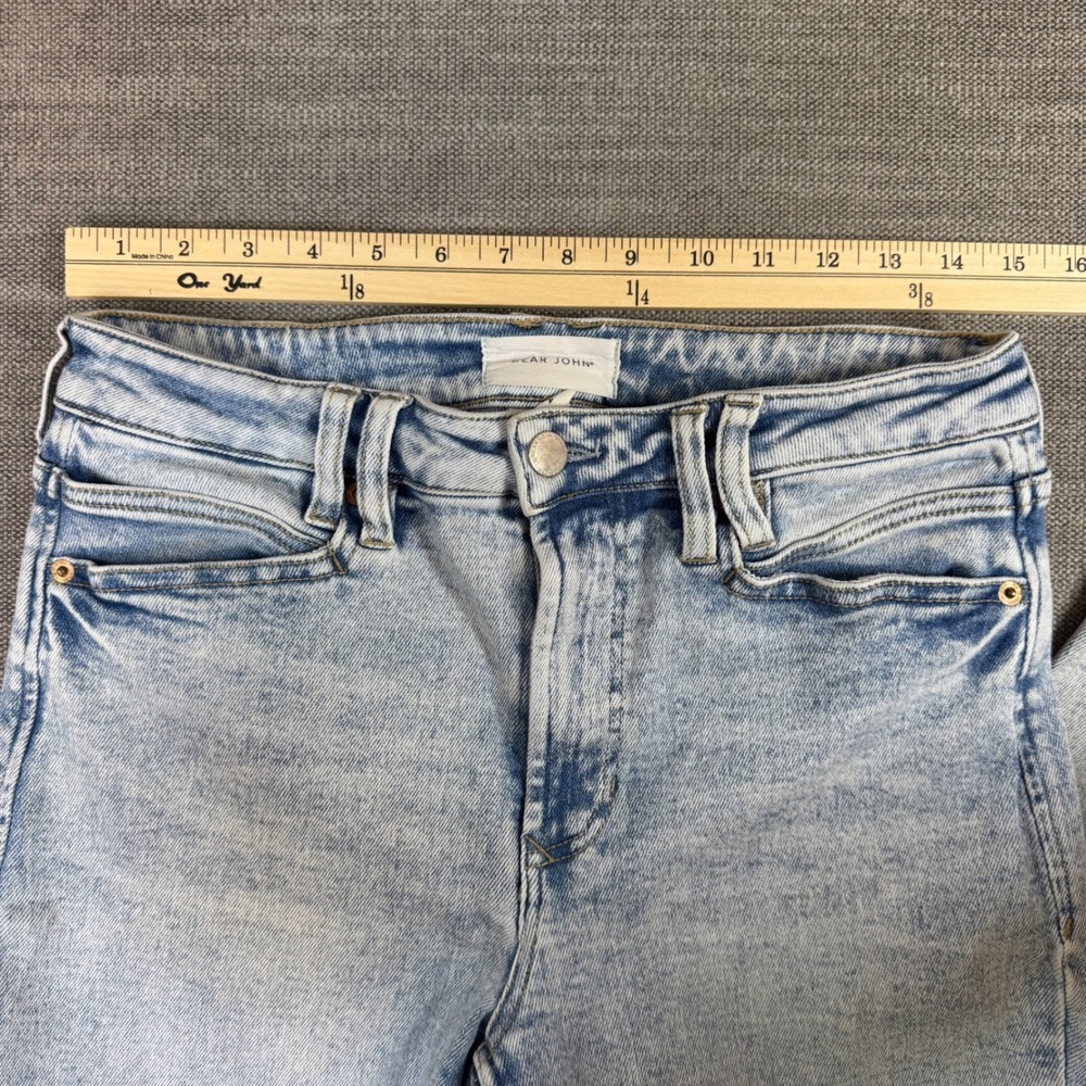 Dear John Denim Women's Size 28 Light Acid‎ Wash Straight Leg Crop Jeans Stretch - Picture 5 of 10